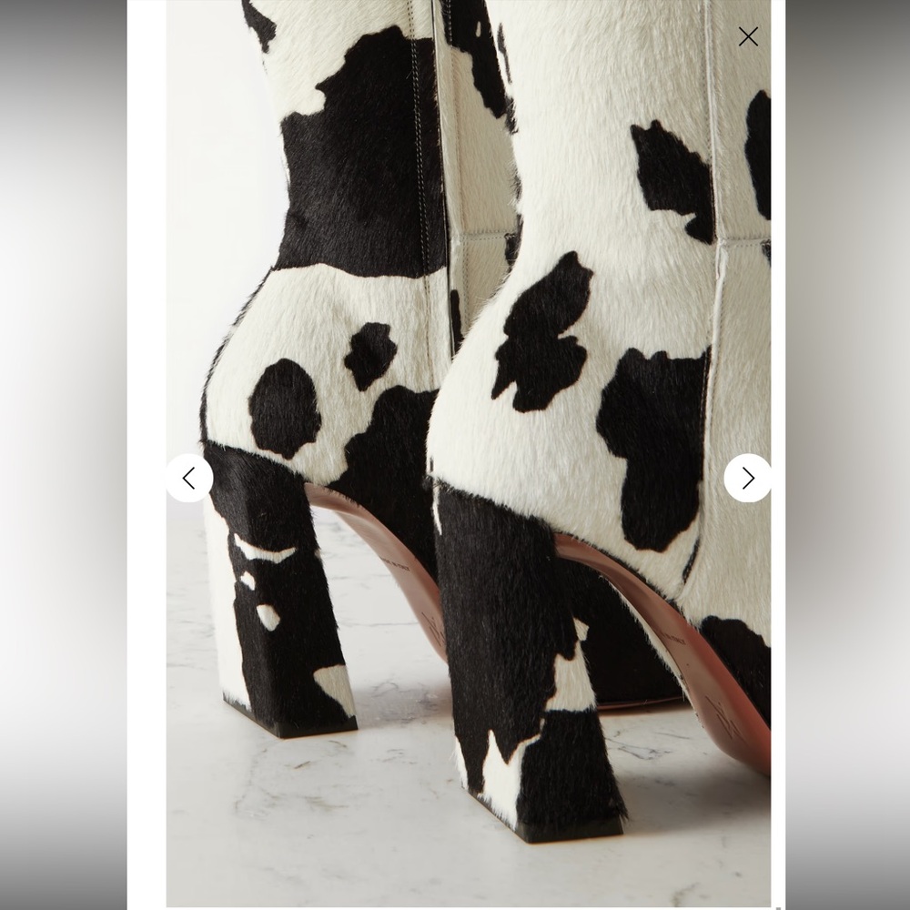 Amina Muaddi Black and White Heeled Boots - Picture 4 of 4